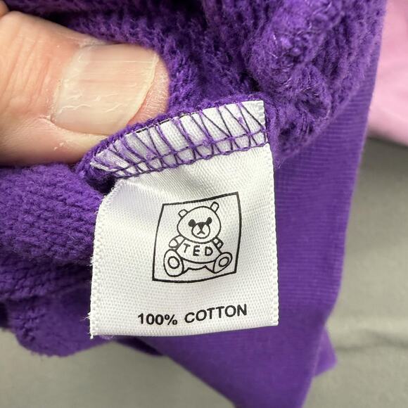 Teddy Fresh Hoodie Mens Small Purple Colorblock Raglan 100% Cotton Sweatshirt - Picture 10 of 10